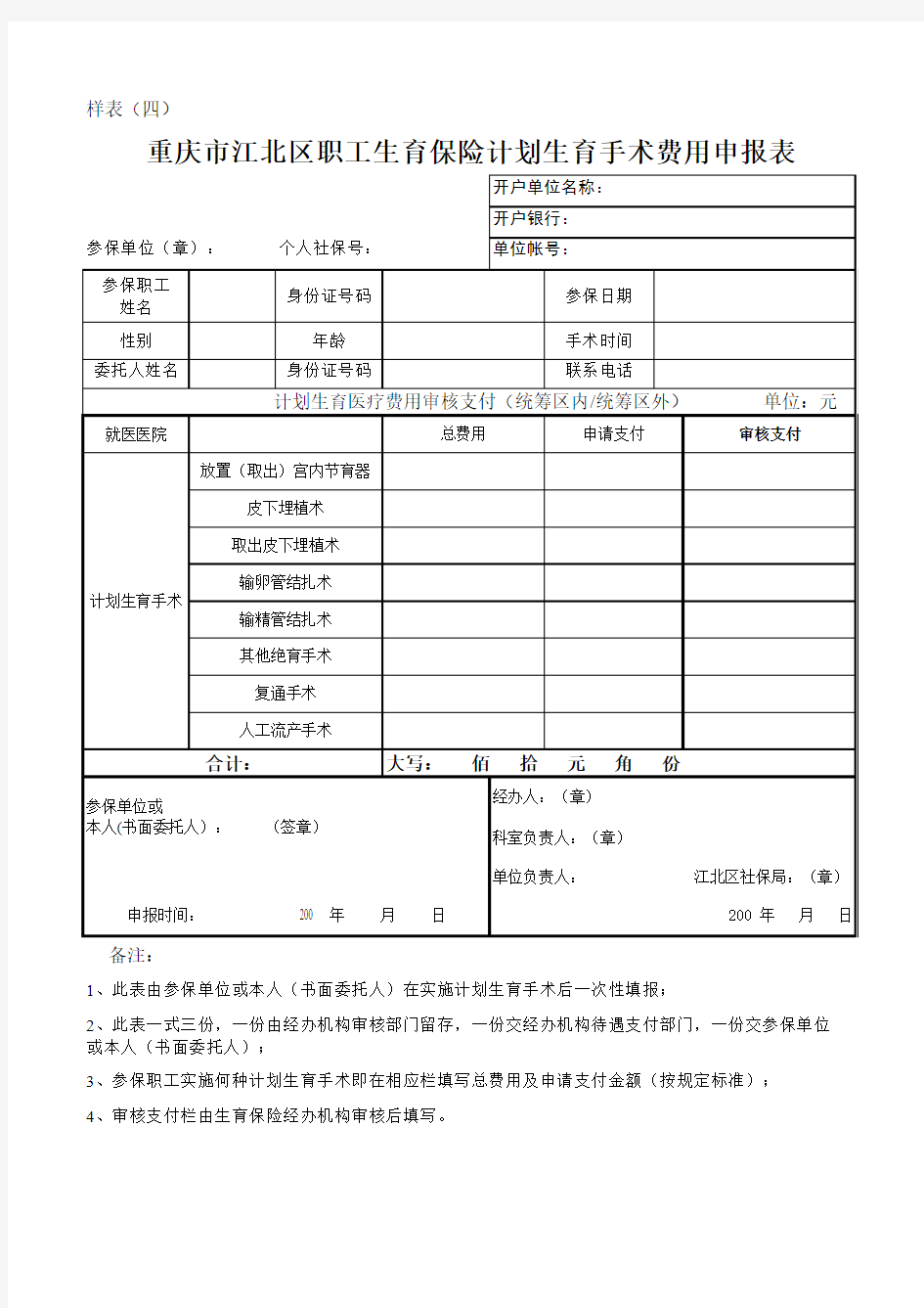 2015生育保险报销相关表格(新表)