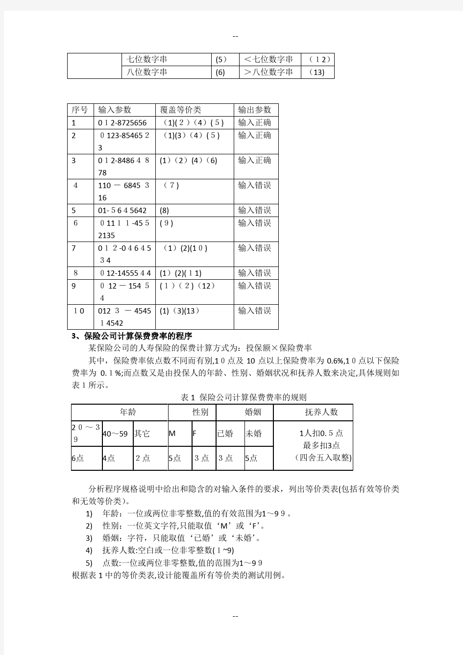 黑盒测试用例练习题