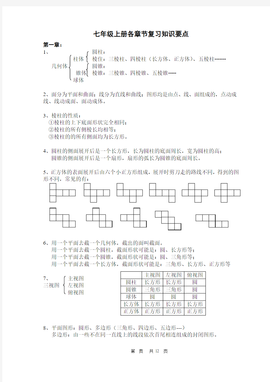 第14次课-七上知识点复习