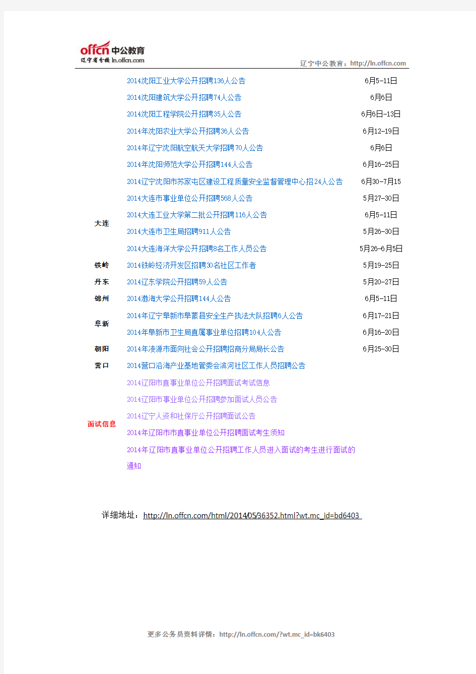 2014辽宁省事业单位招聘考试信息汇总