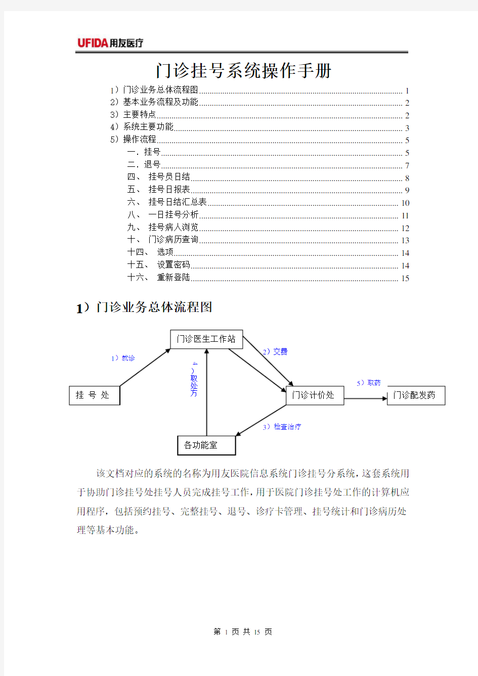 门诊挂号系统操作文档