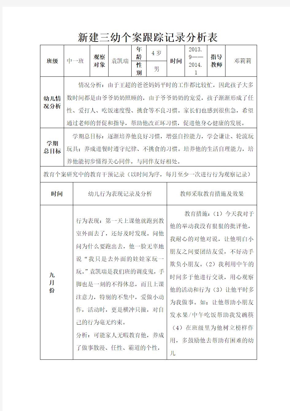 幼儿个案跟踪记录分析表