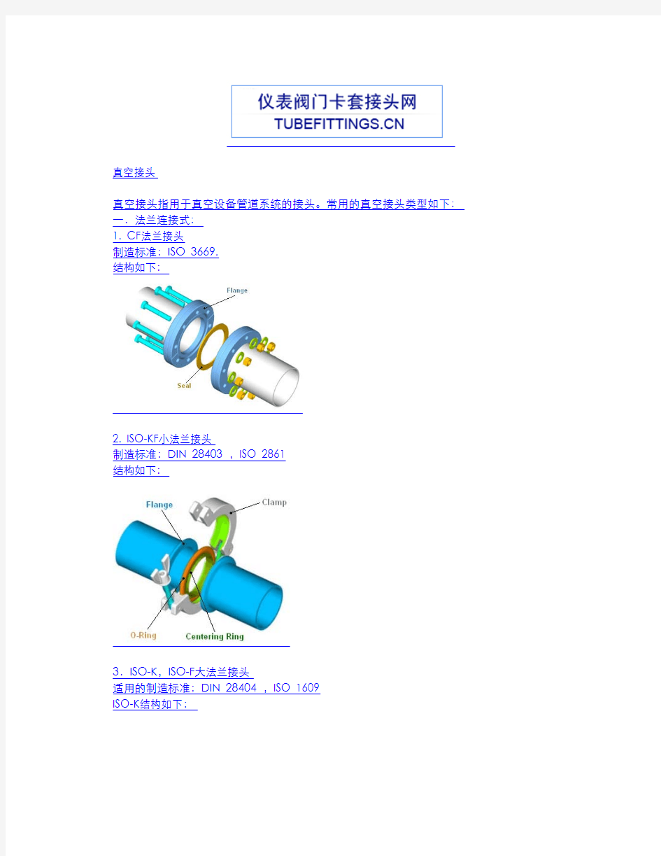 常用真空接头介绍及标准