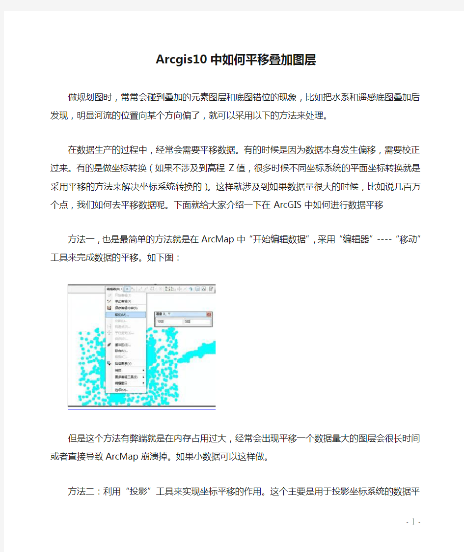 Arcgis10中如何平移叠加图层