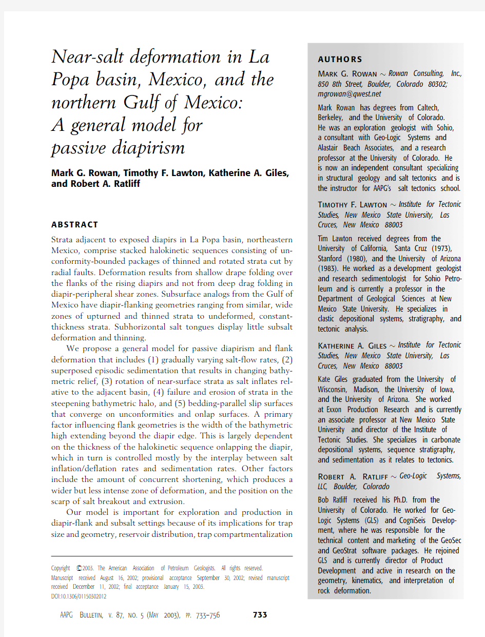 Near-salt deformation in La Popa basin, Mexico, and the northern Gulf of Mexico A general model