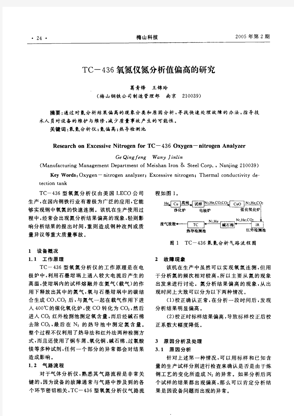 TC-436氧氮仪氮分析值偏高的研究