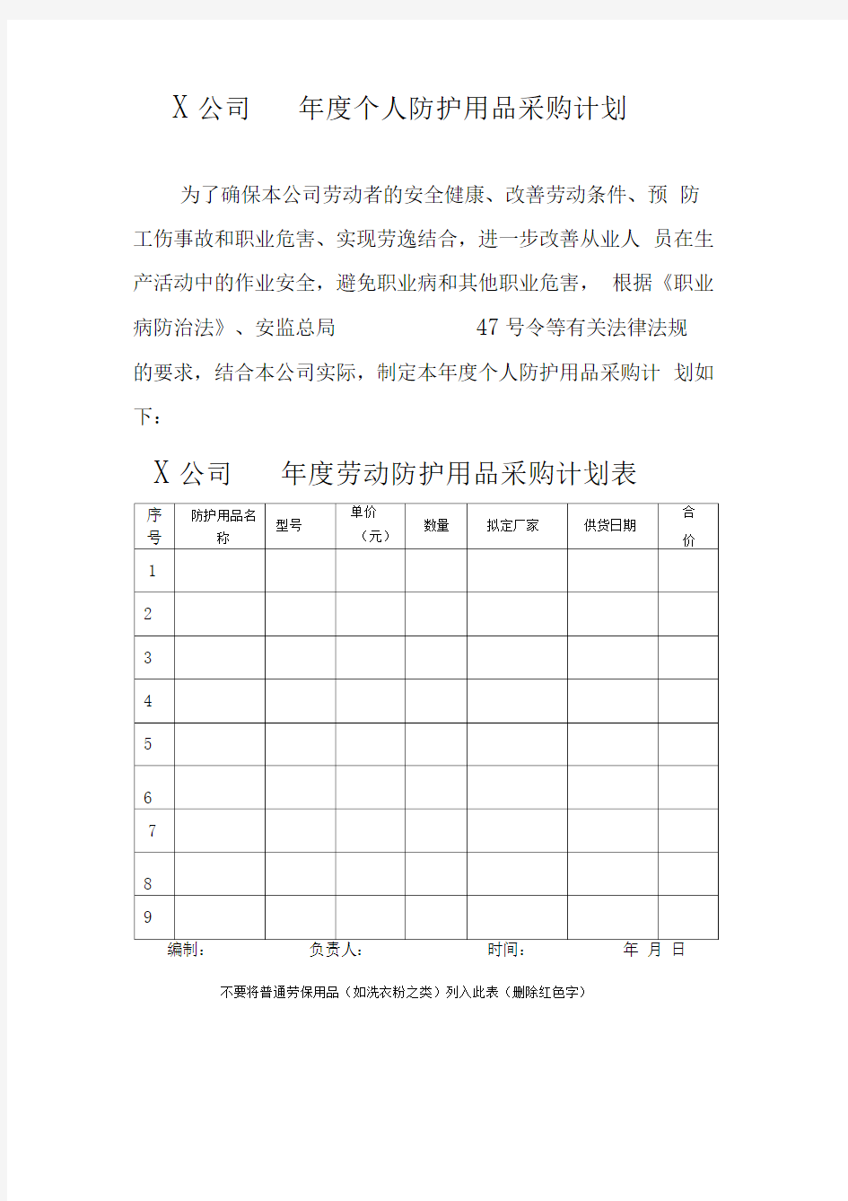 个人防护用品的采购计划与发放使用记录