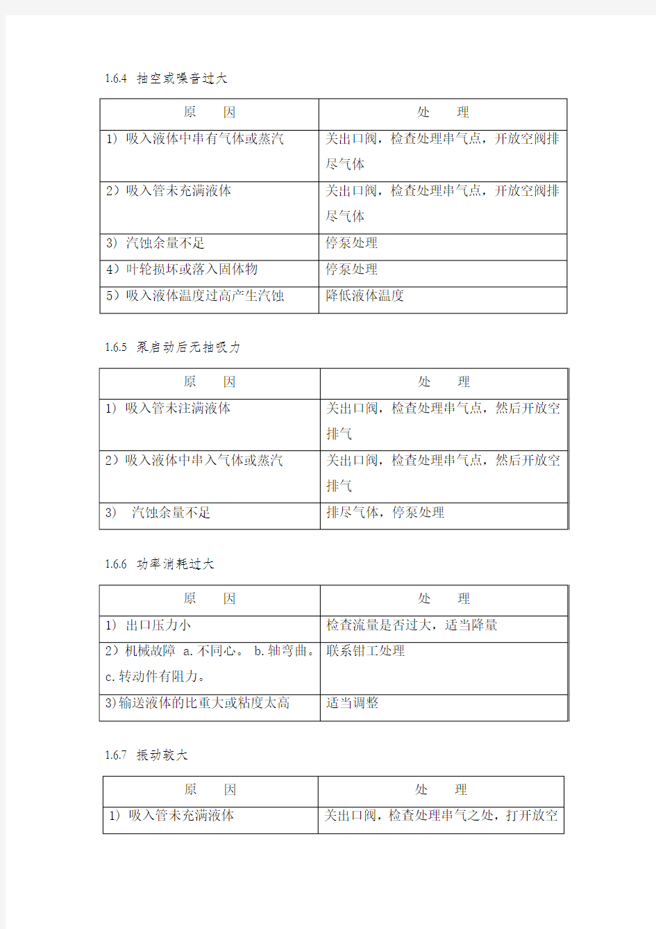 泵常见故障及处理办法