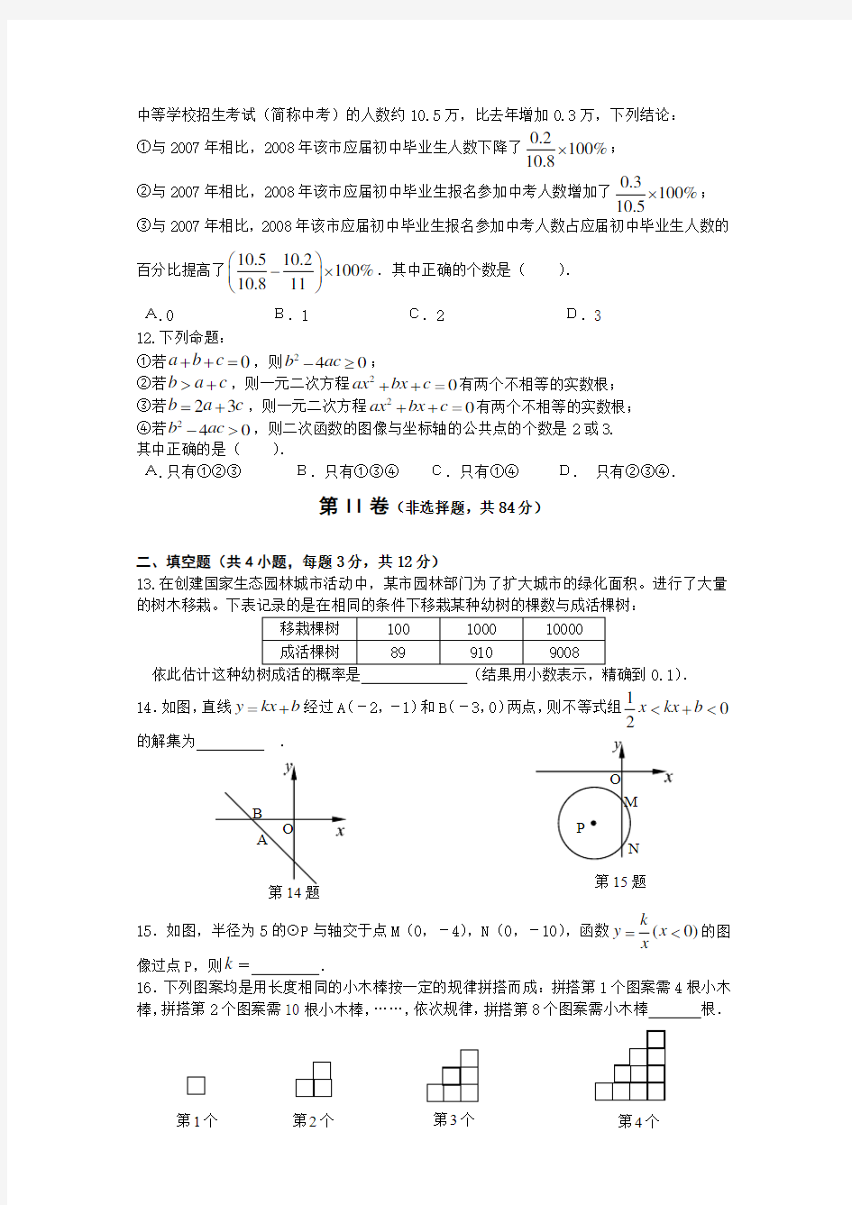 2008湖北武汉中考数学试卷及答案