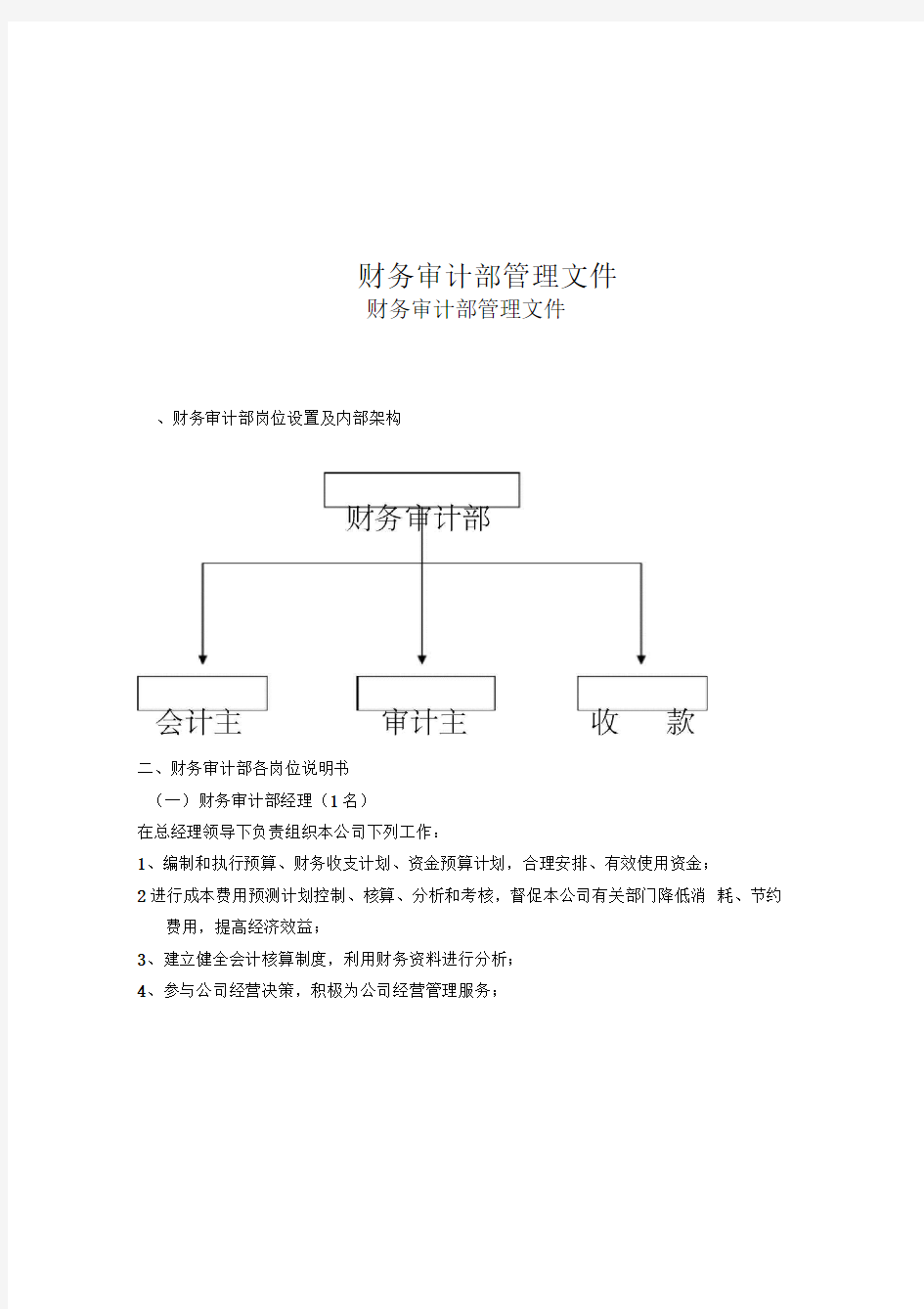 财务审计部管理文件