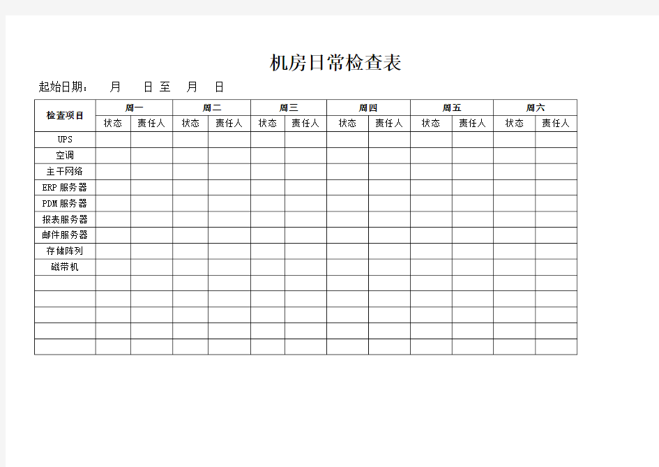 机房日常检查表