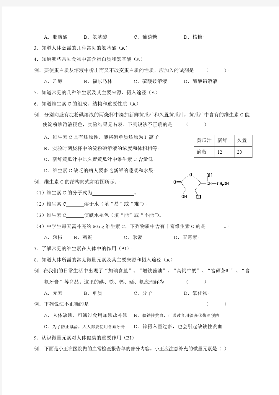 江苏省扬州市2018年高二小高考化学复习导学案：第32讲 化学与生活探究题训练