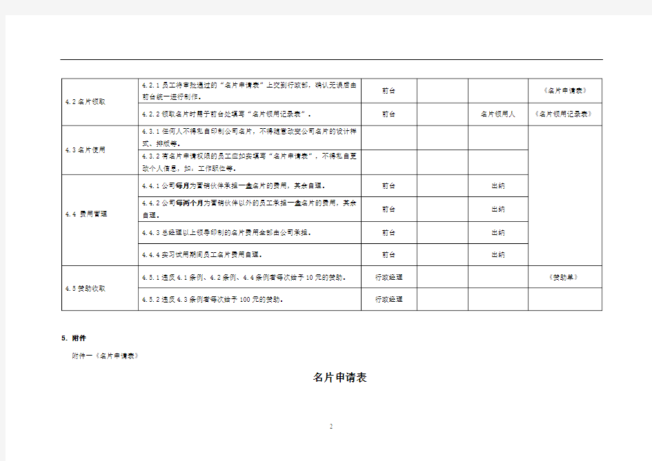 企业公司工厂名片管理管理制度