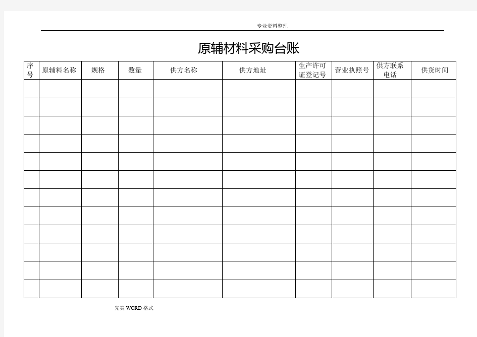 食品企业[全套]记录表格