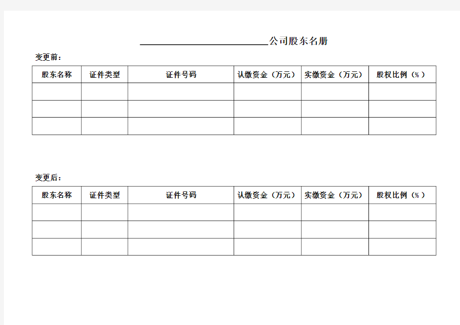 公司股东名册