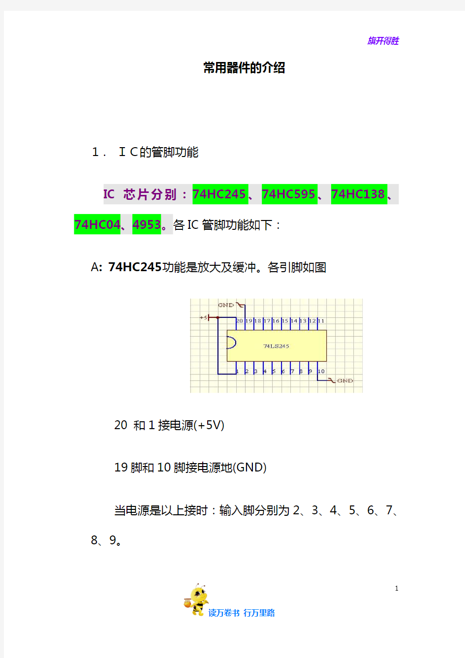 LED显示屏常用IC管脚说明【LED显示屏维修资料】