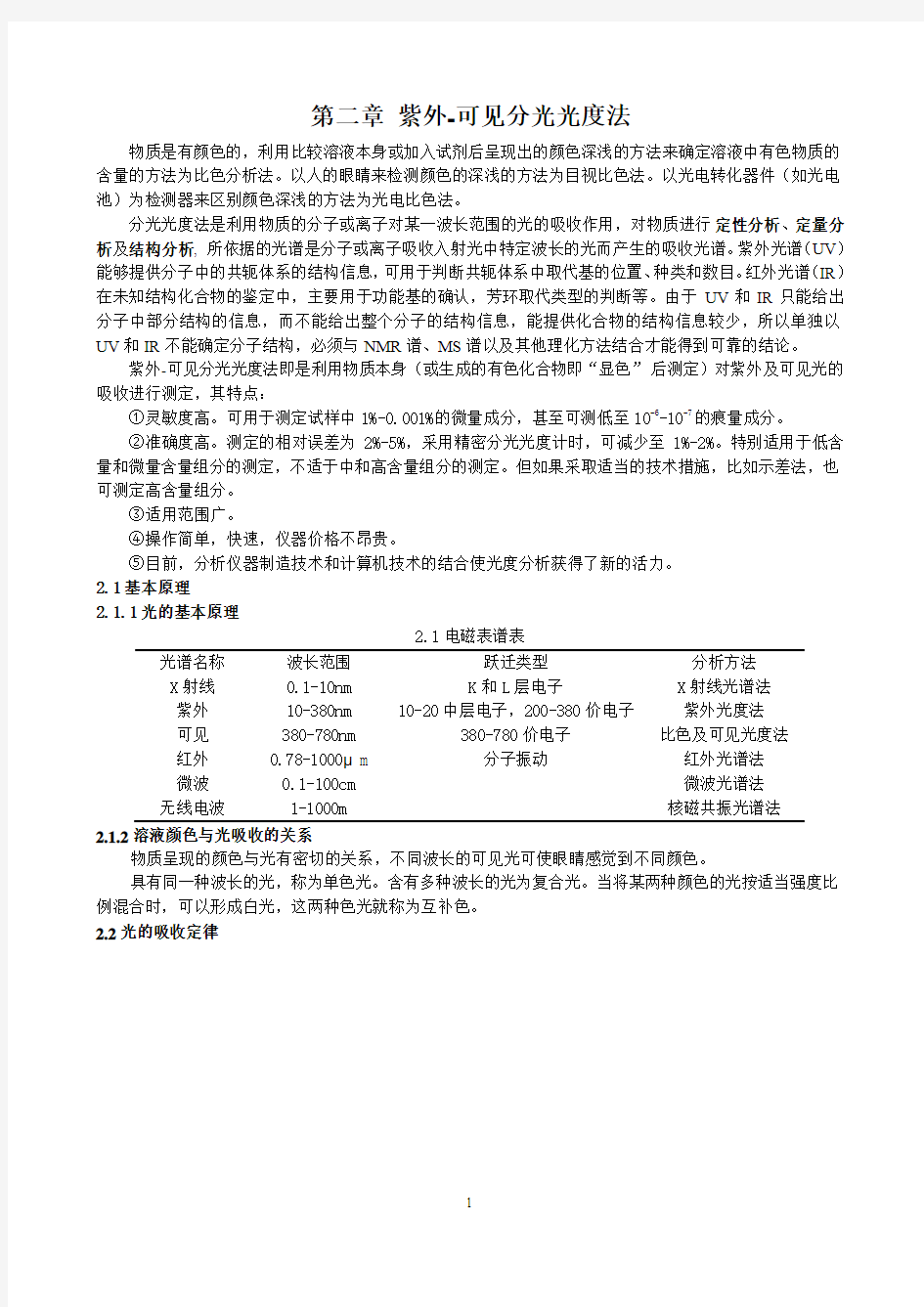 第二章 可见分光光度法