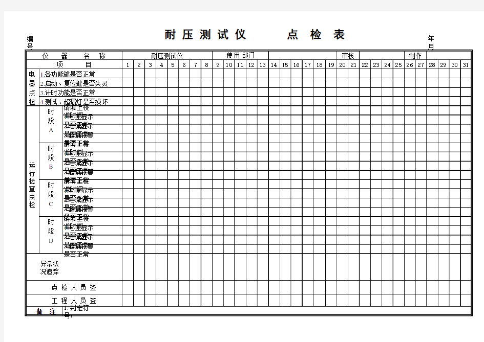 测试仪点检表