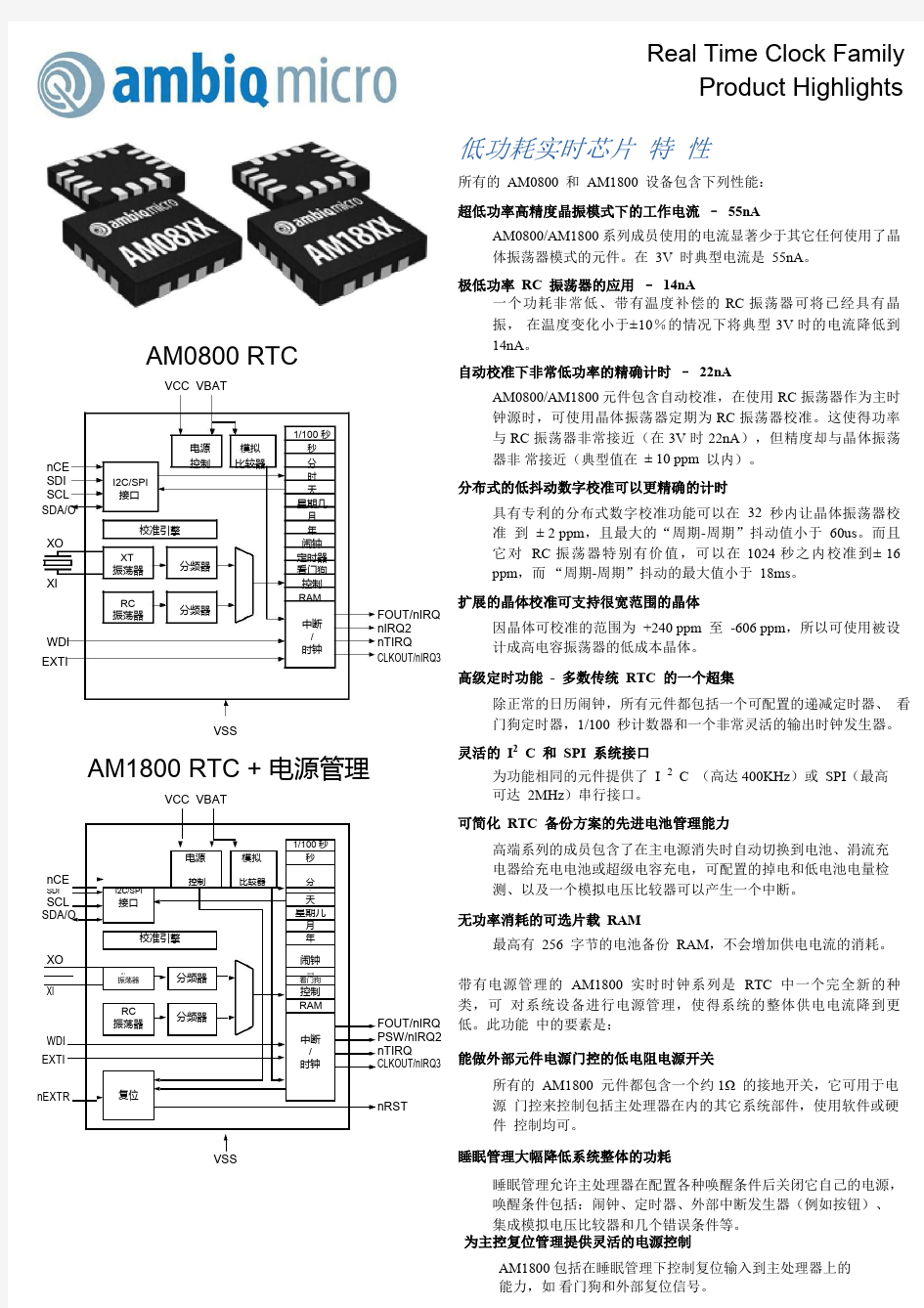 低功耗实时时钟芯片Ambiq Micro