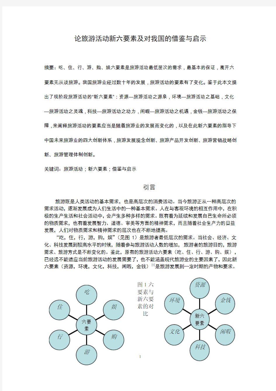 旅游活动新六要素借鉴