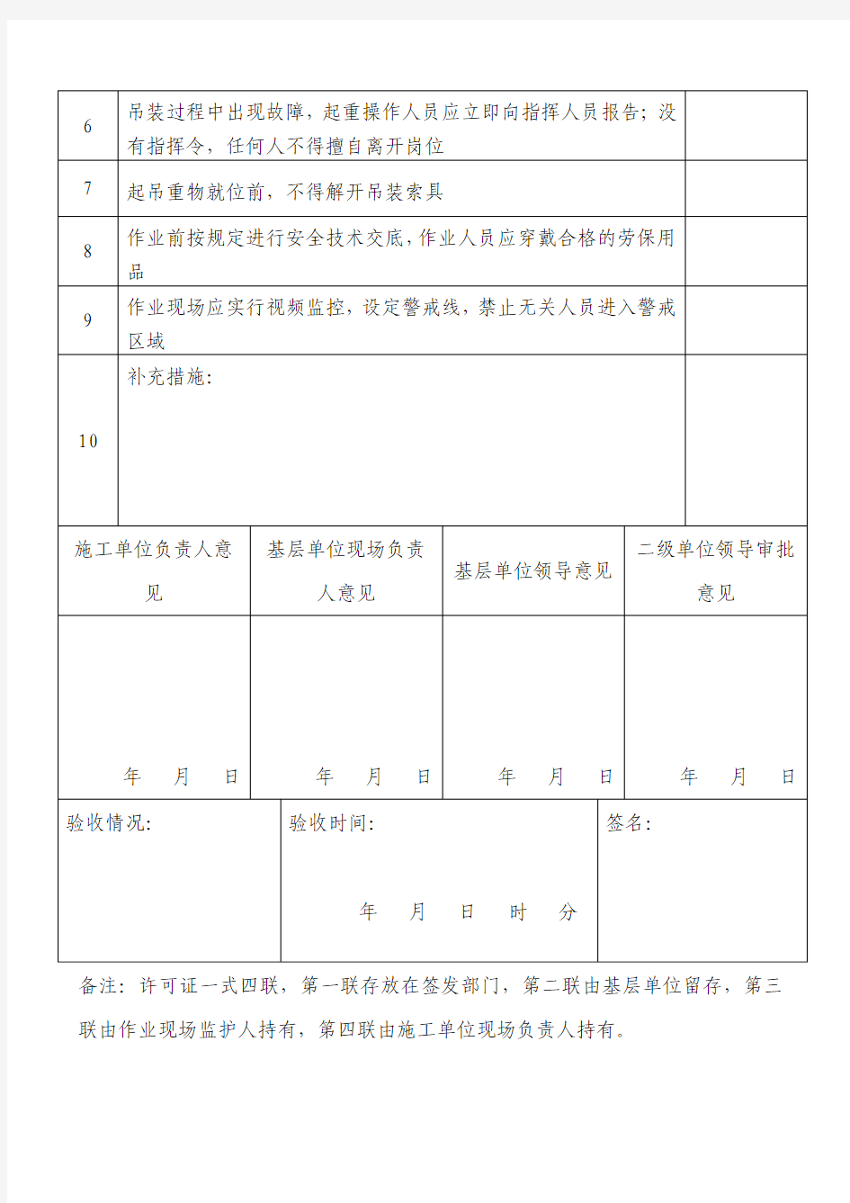 中国石化起重作业许可证2016版