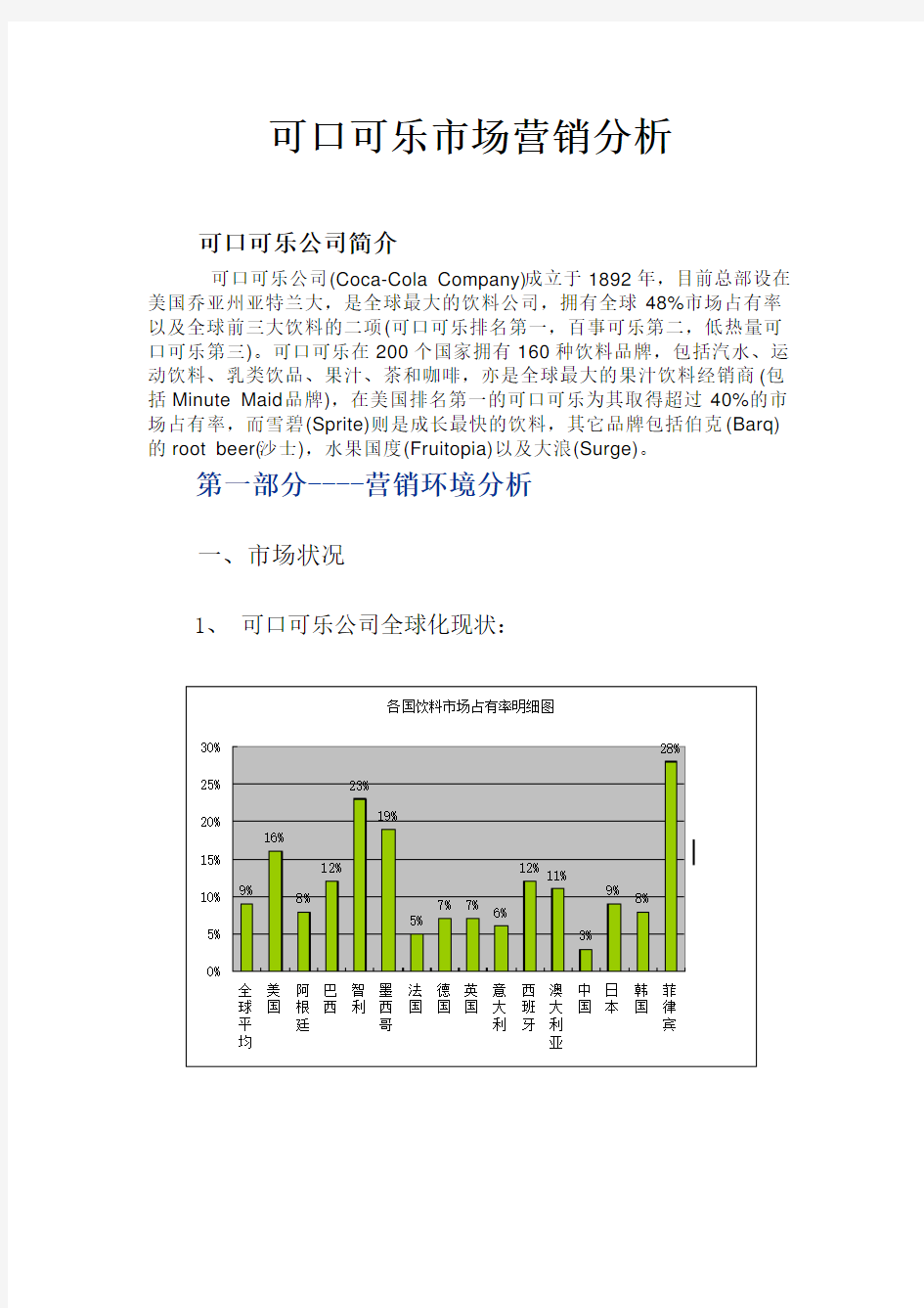 可口可乐市场营销分析