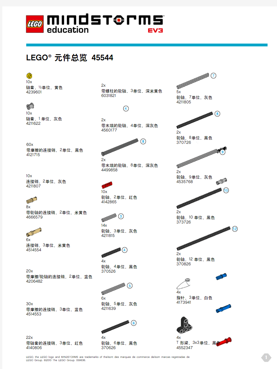 乐高机器人EV3教育版45544元件总览中文版