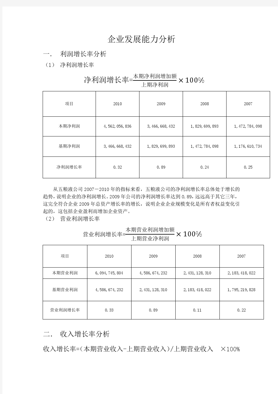 企业发展能力分析