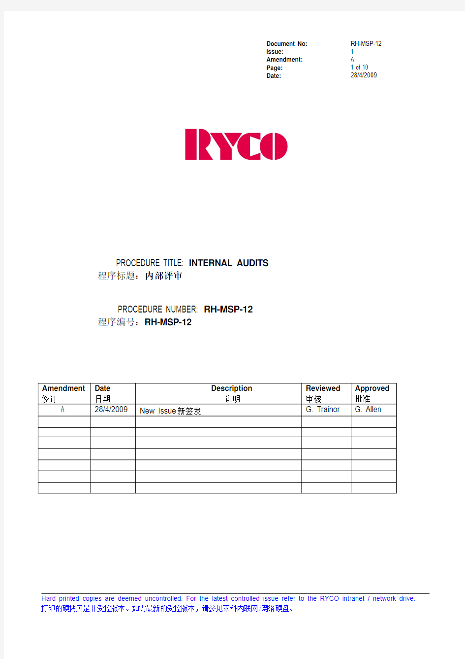 RH-MSP-12 - Internal Audit - 2009-04-28 v1-0