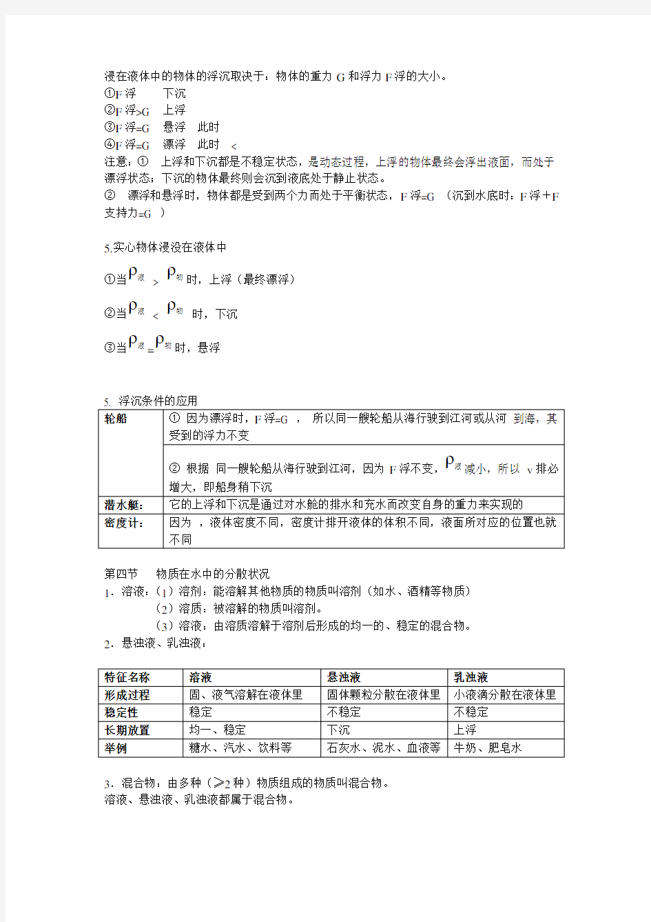 八年级上册科学知识点