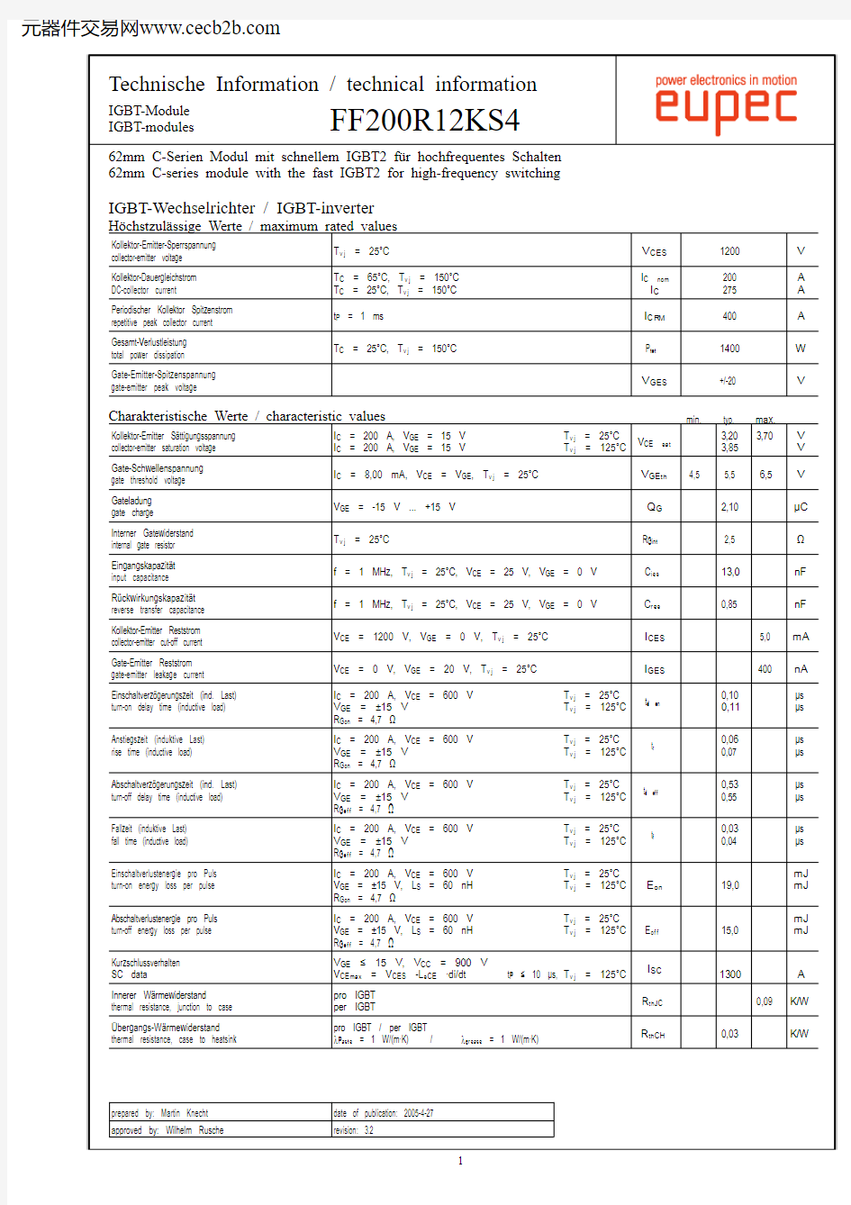 FF200R12KS4中文资料