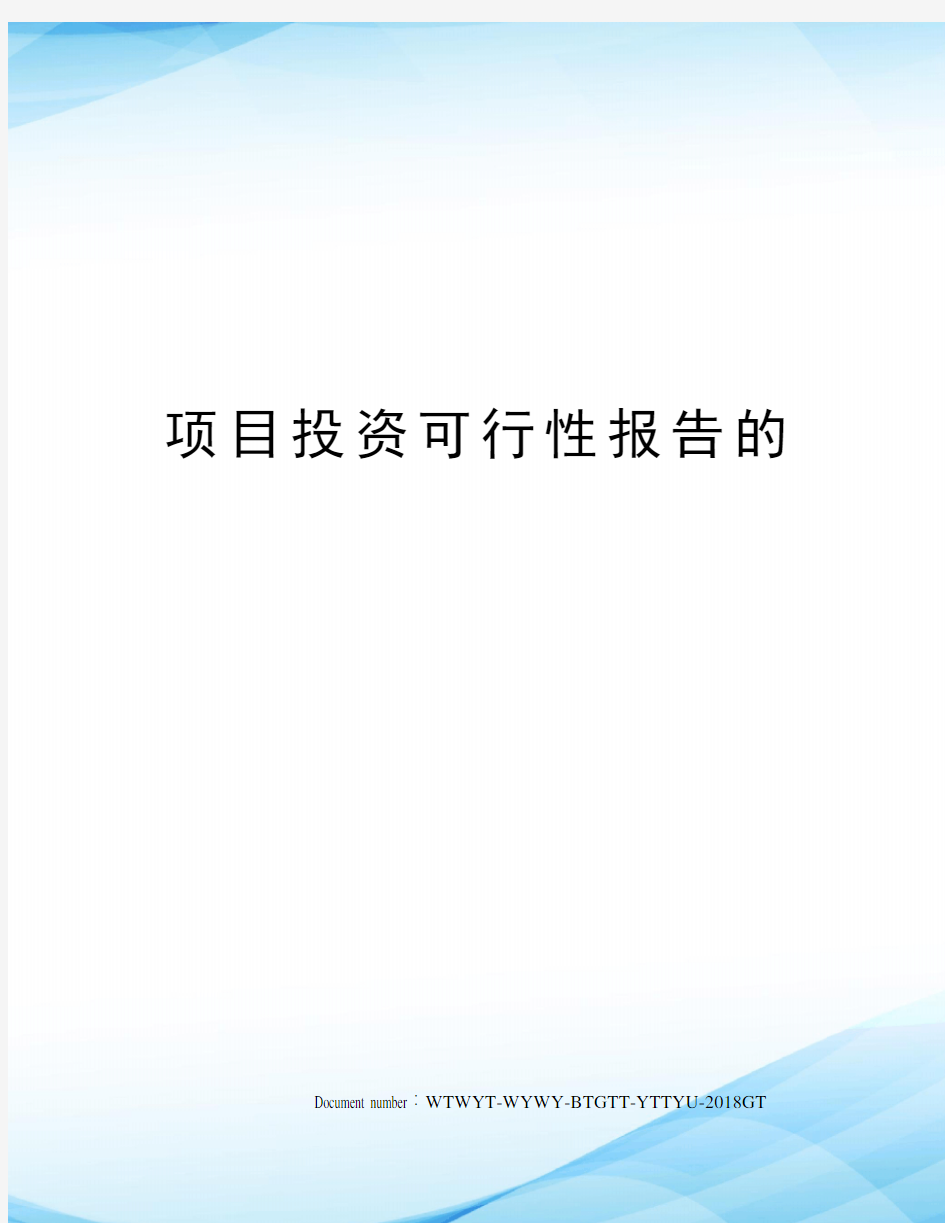 项目投资可行性报告的