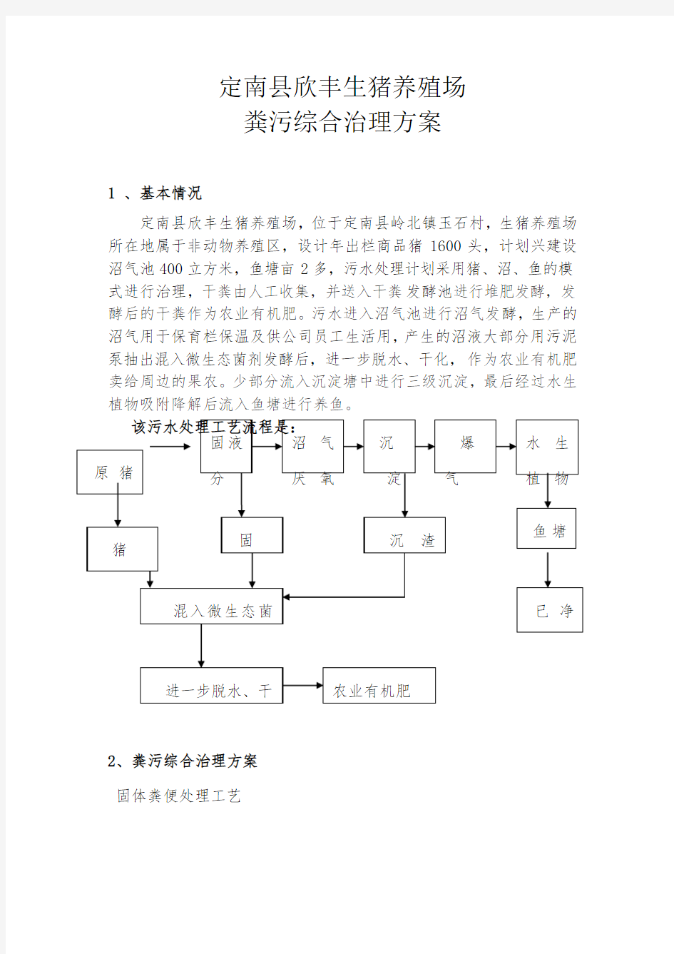 生猪养殖场粪污综合治理方案