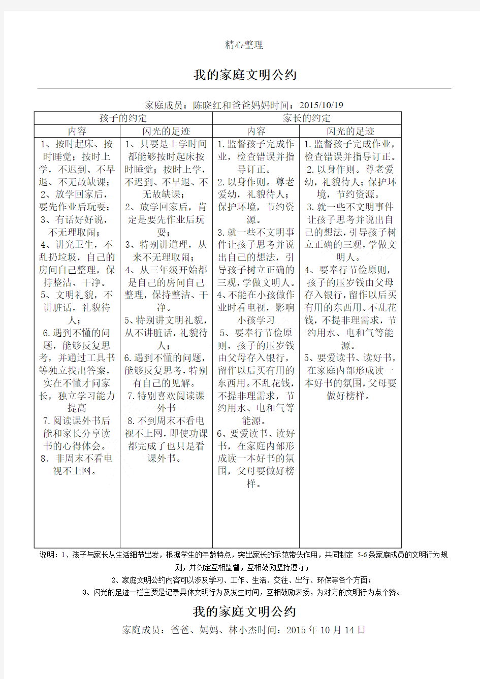 我的家庭文明公约