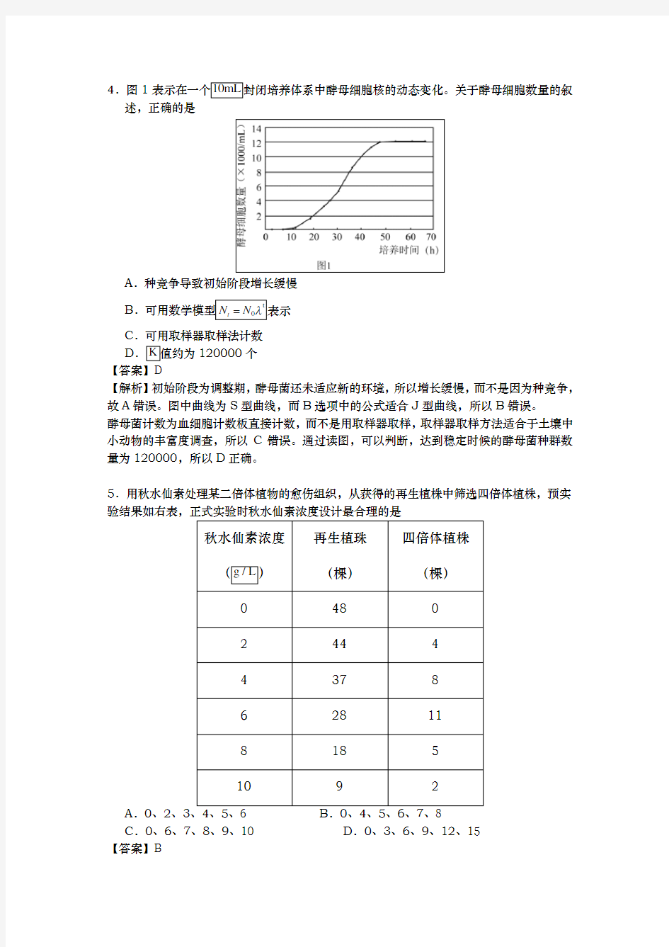 2015年广东高考生物真题试卷(答案解析版)