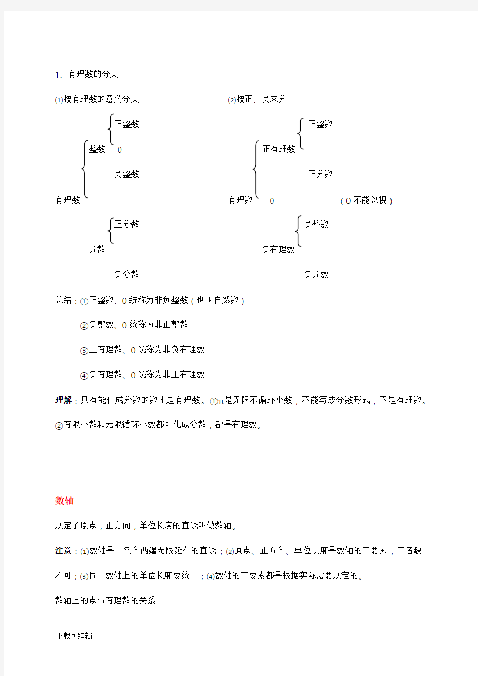 苏教版七年级(上册)数学知识点汇总