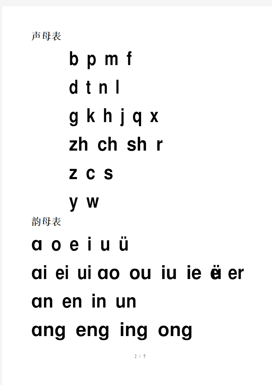 最新汉语拼音字母表及全音节表(打印版)