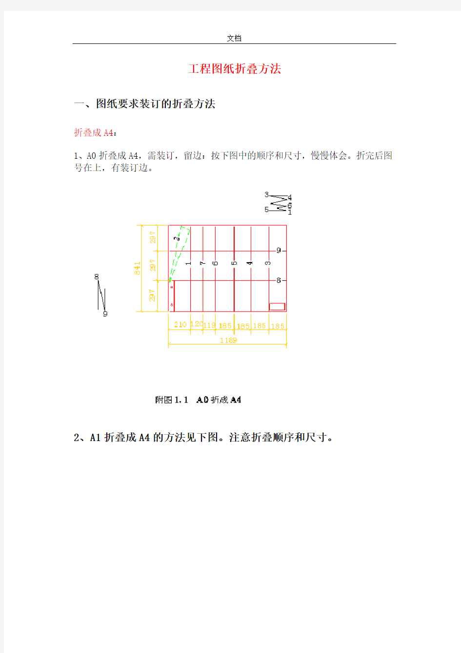 工程图纸折叠方法