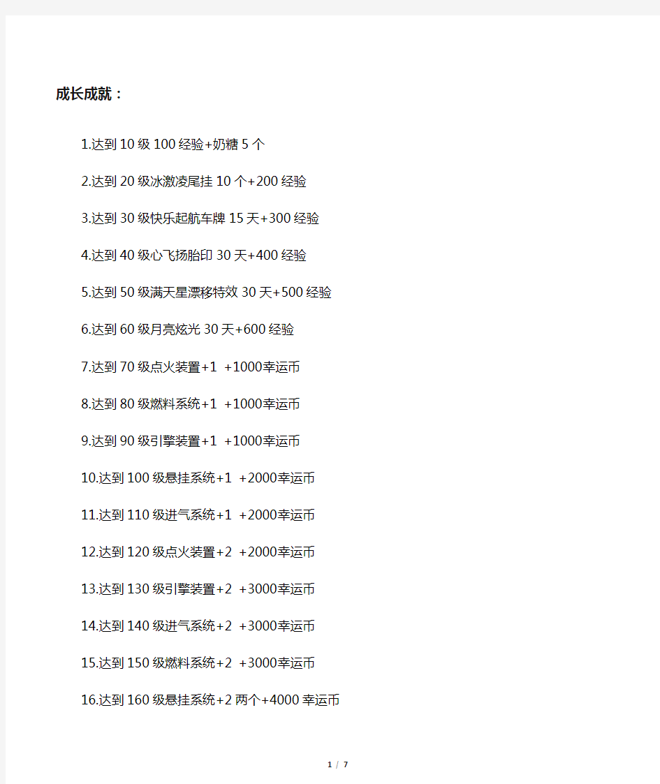 【高手进阶区教程攻略】QQ飞车成就系统奖励清单