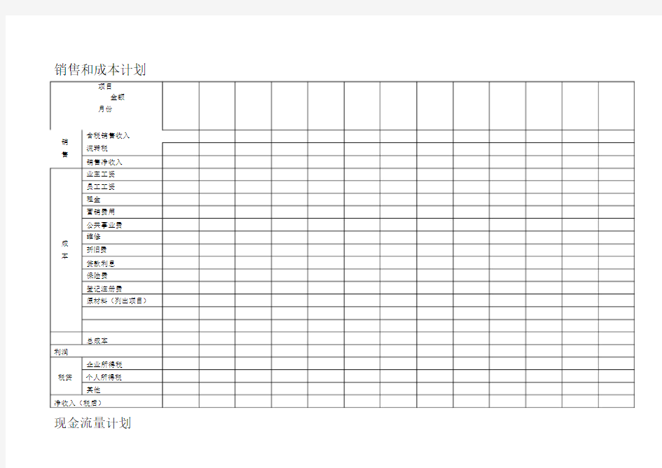 销售和成本计划表.docx