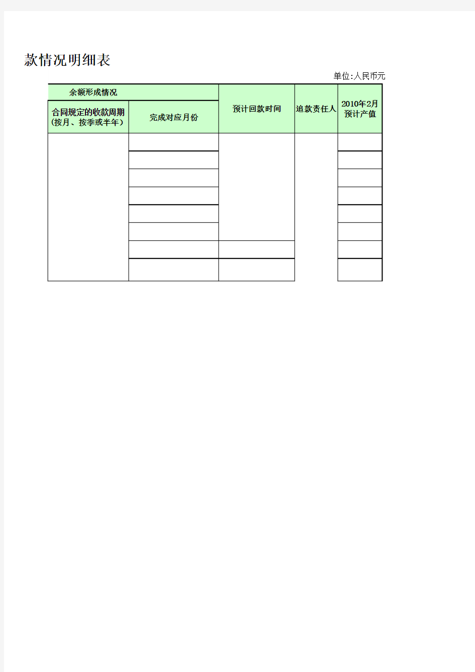 收款明细表例