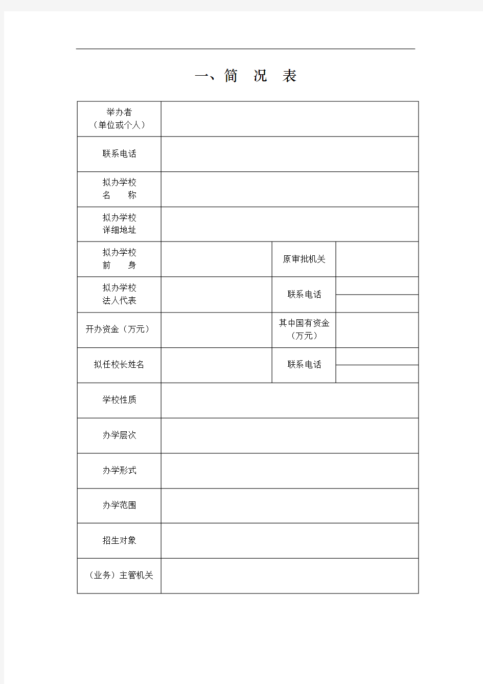 深圳市民办中等职业学校申报设立审批表