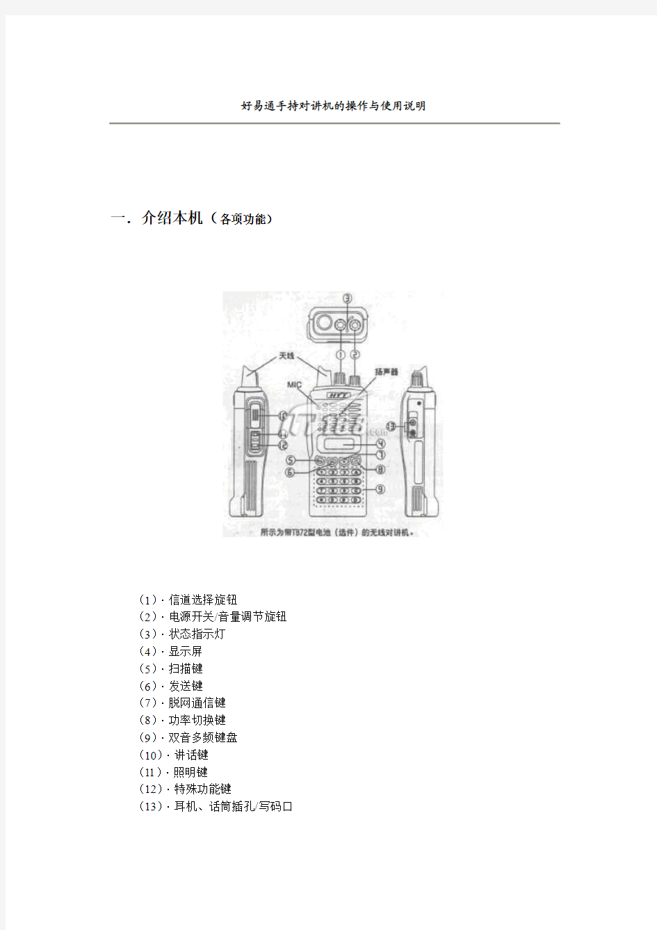 好易通手持对讲机的操作与使用说明