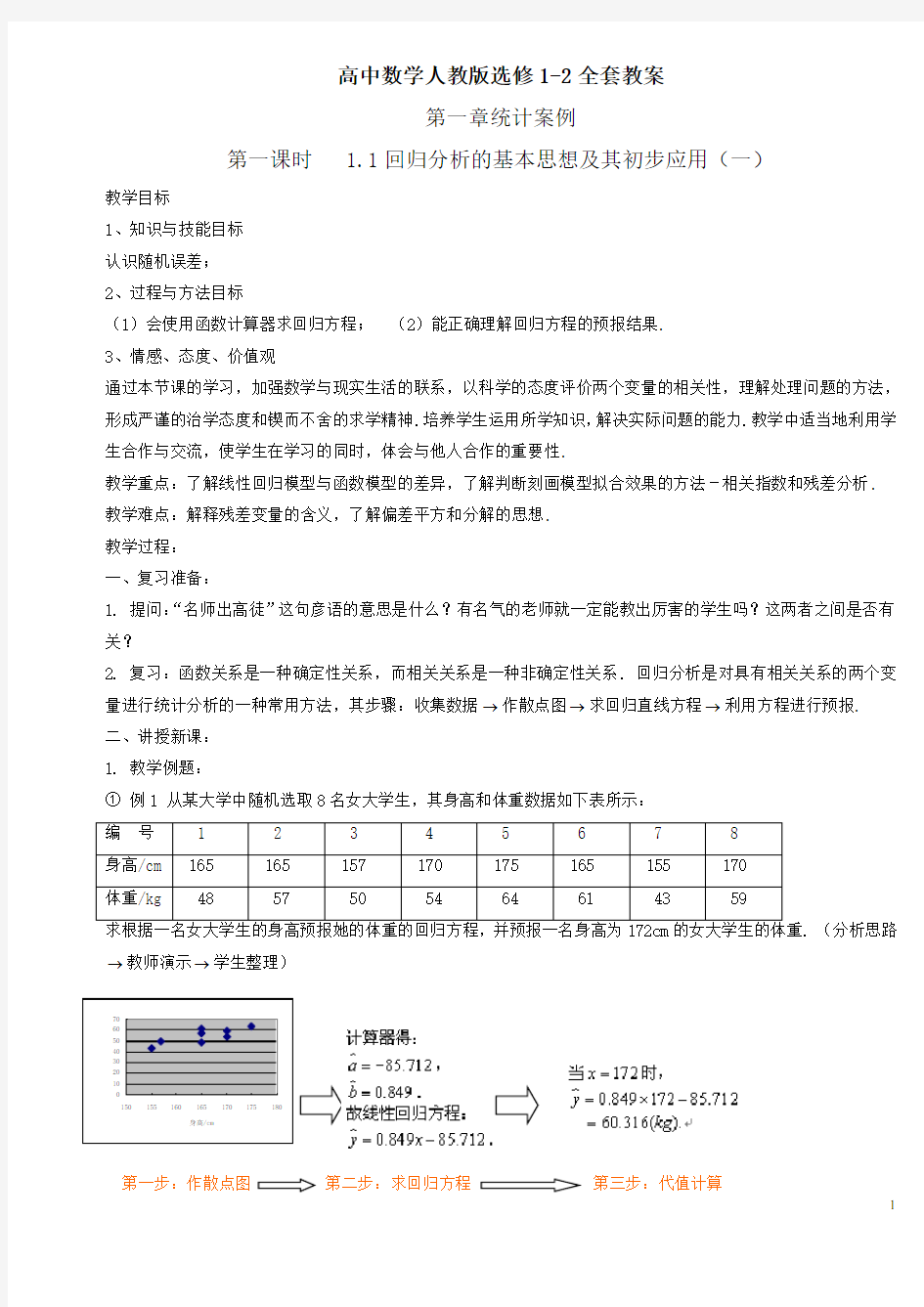 高中数学人教版选修1-2全套教案