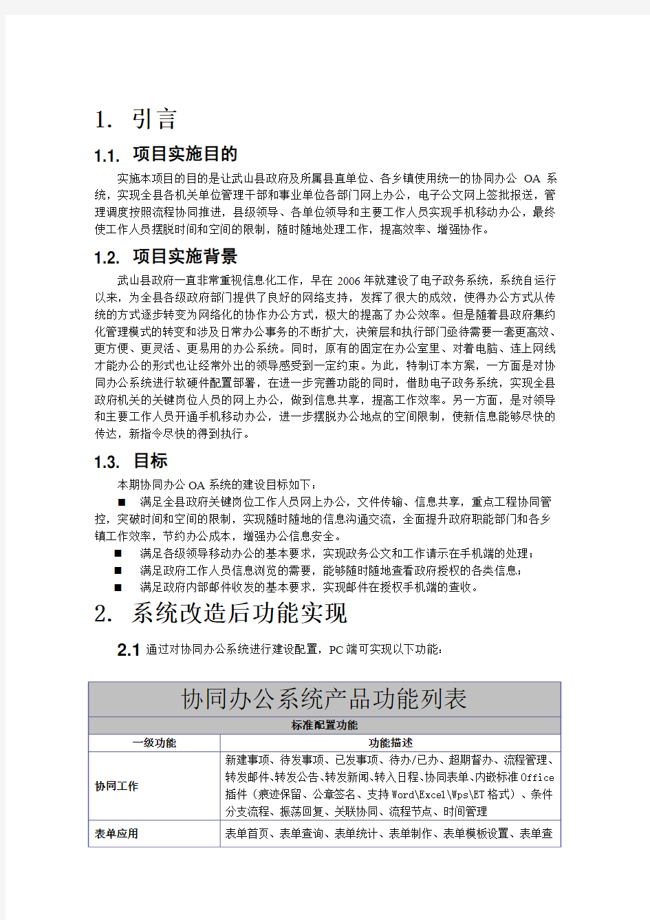 武山县政府政务OA系统建设方案1