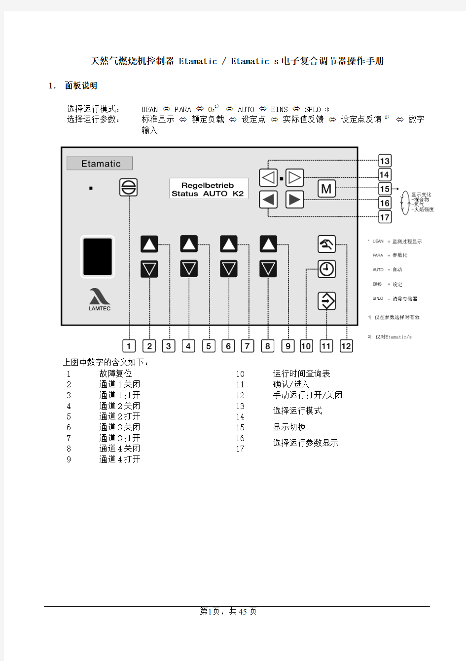 天然气燃烧机控制器Etamatic中文手册