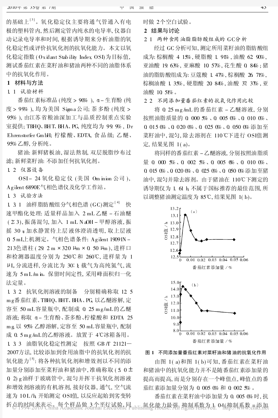 番茄红素对食用油脂的抗氧化作用