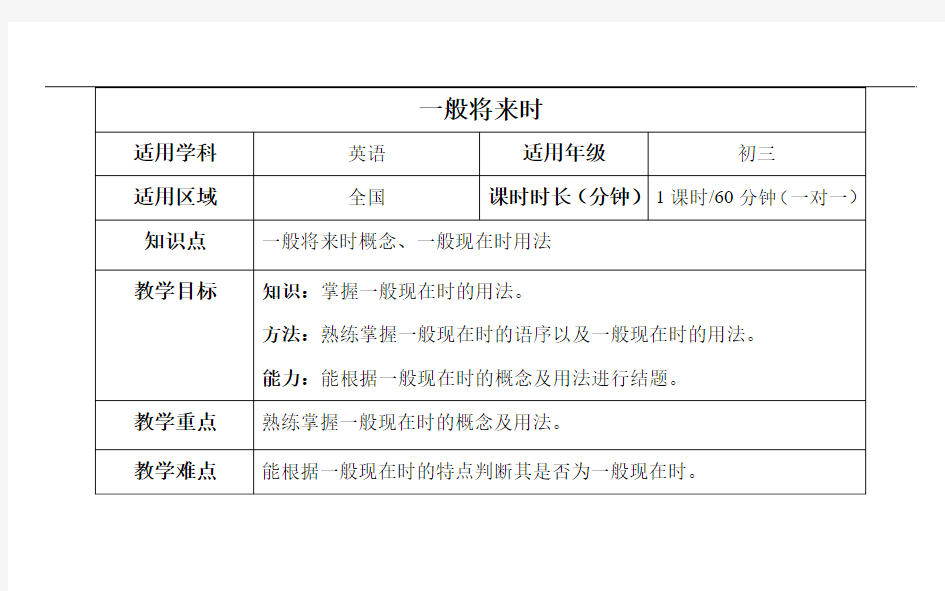 一般将来时教案