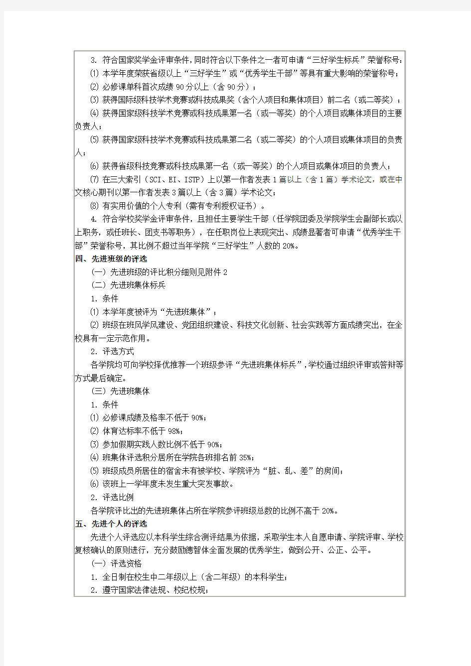 华南理工大学本科生综合测评及奖励办法