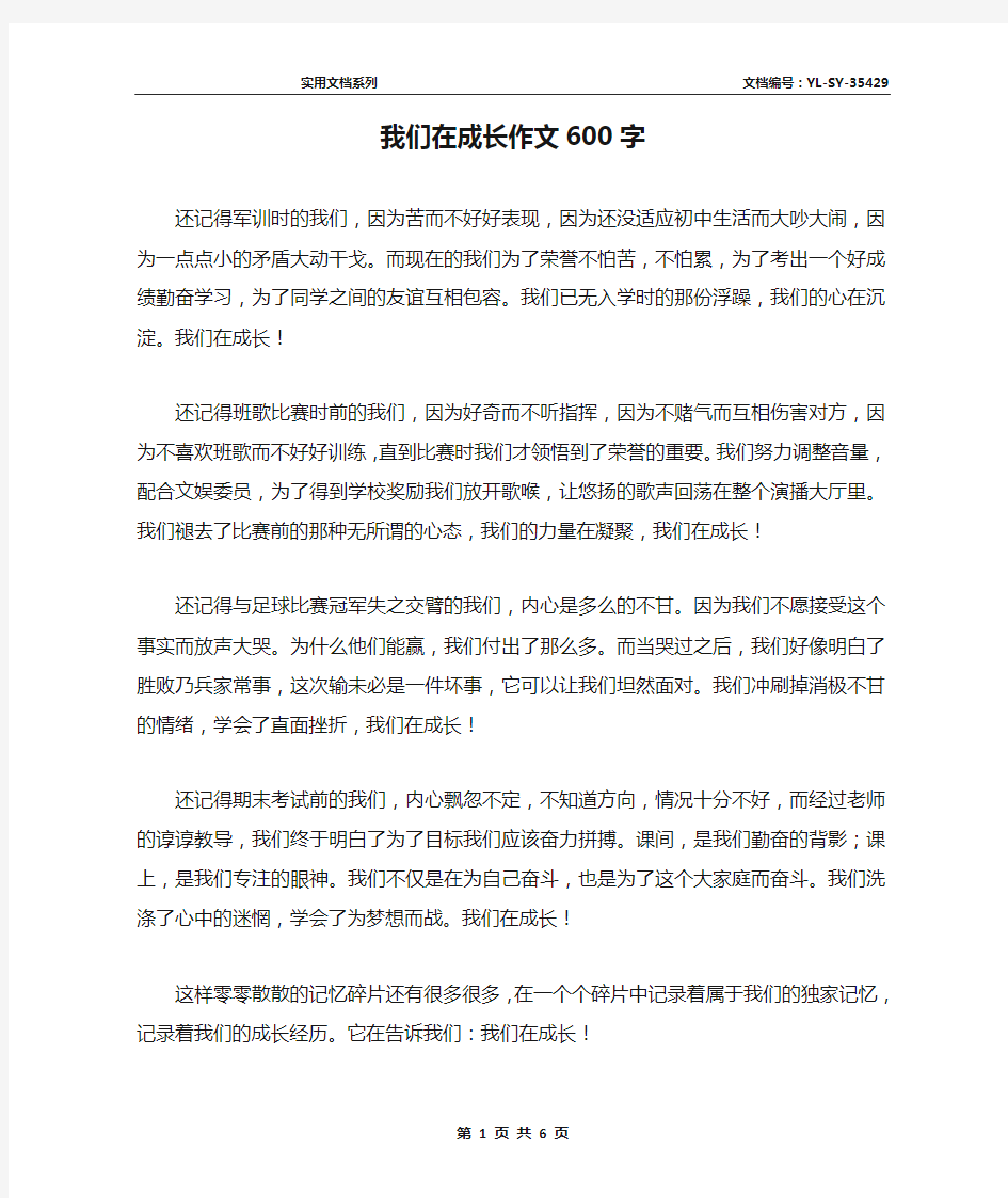 我们在成长作文600字